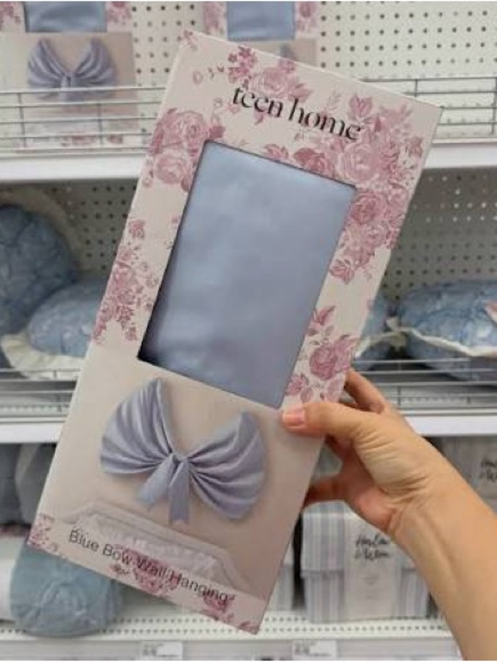 Blue Bow Wall Hanging - Soft Light Blue Decorative Accent Teen Home